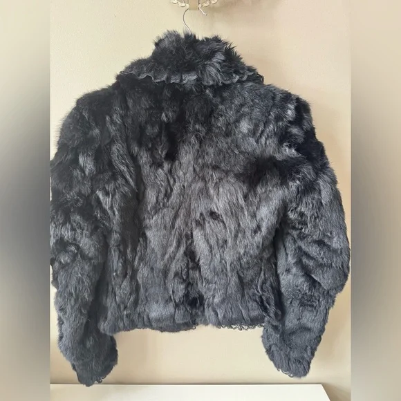 Black Short Rabbit Fur Jacket, size S - Picture 2 of 4